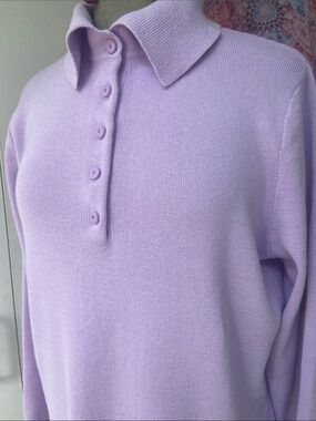 Talbots Lilac Collared Half Button Pullover Sweater